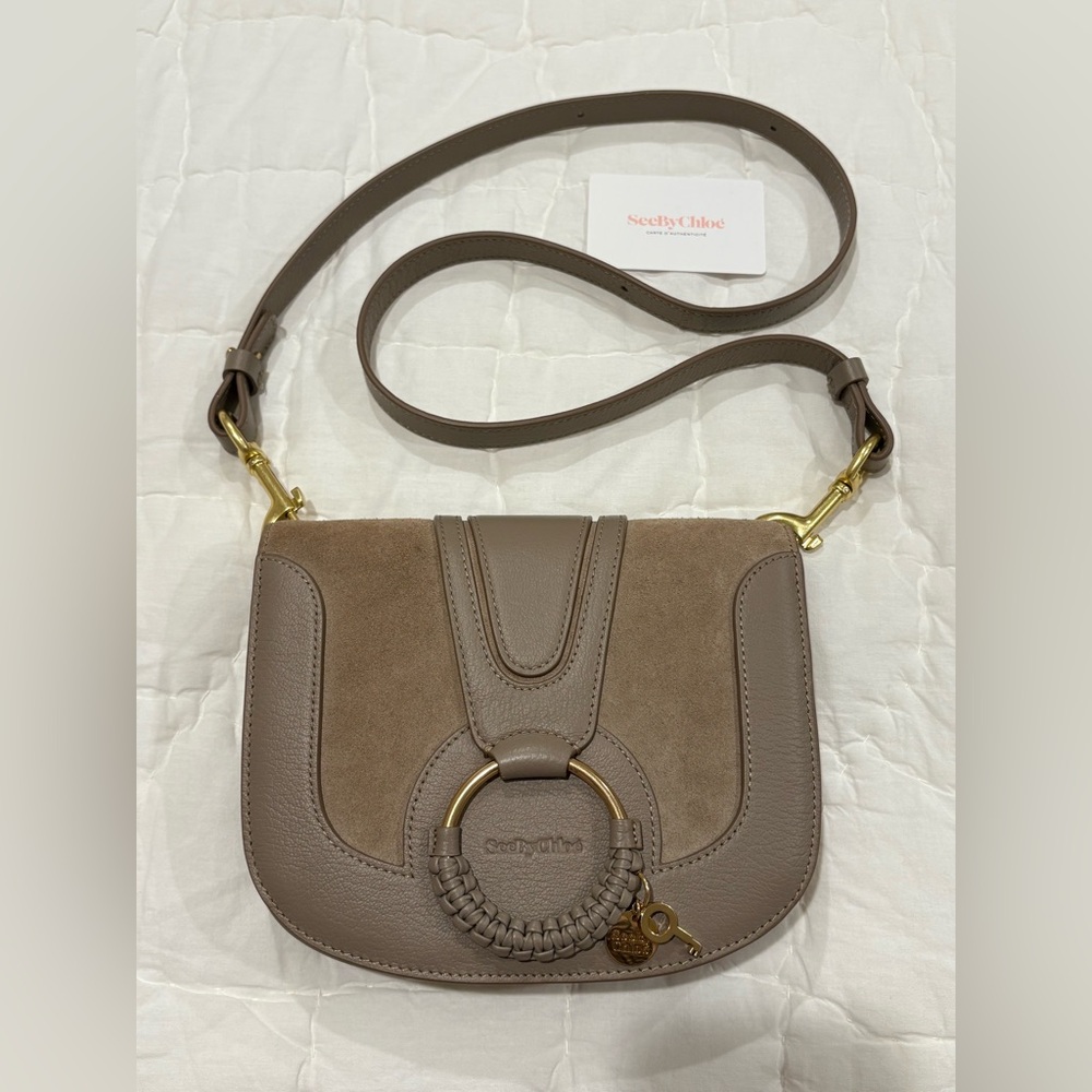 See By Chloe Small Hanna Leather Crossbody bag in Motty grey/gold